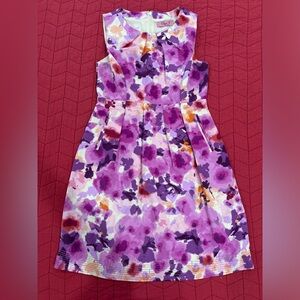 Eliza J purple floral watercolor print dress. Size 8.